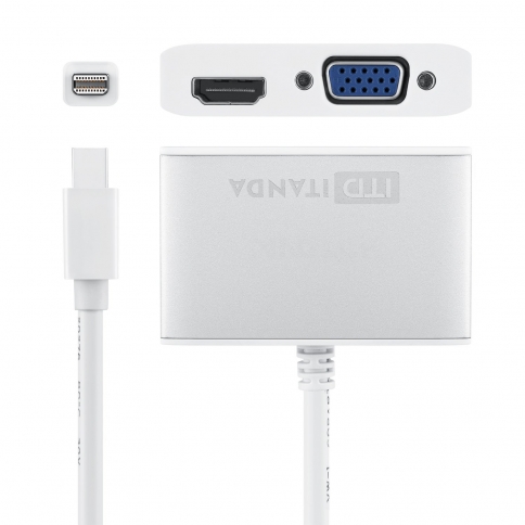 ITANDA Mini DisplayPort (Thunderbolt Port Compatible) to HDMI/VGA Male to Female 2-in-1 Adapter