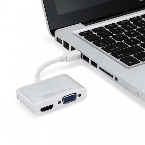 ITANDA Mini DisplayPort (Thunderbolt Port Compatible) to HDMI/VGA Male to Female 2-in-1 Adapter
