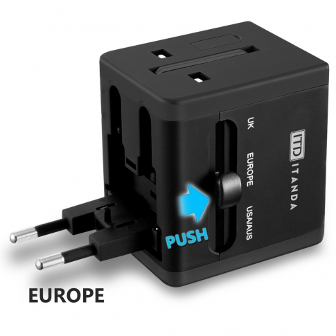 ITANDA World Travel AC Adapter with Dual USB Charging Ports Universal US UK EU AU Travel Adapter