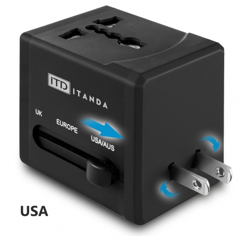ITANDA World Travel AC Adapter with Dual USB Charging Ports Universal US UK EU AU Travel Adapter