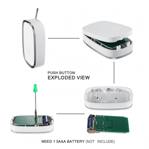 ITANDA Chimes Wireless Doorbell ( 1 Push Button + 1 plug in Receiver ( LED Indicator )