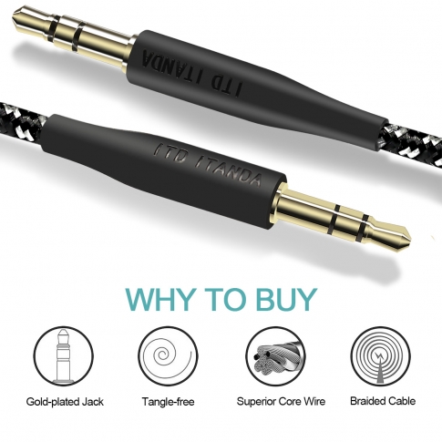 Aux cable, ITANDA 3-pack 4ft Hi-Fi Sound Quality 3.5mm Nylon Braided Auxiliary Audio cable, Aux Cord