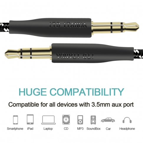 Aux cable, ITANDA 3-pack 4ft Hi-Fi Sound Quality 3.5mm Nylon Braided Auxiliary Audio cable, Aux Cord